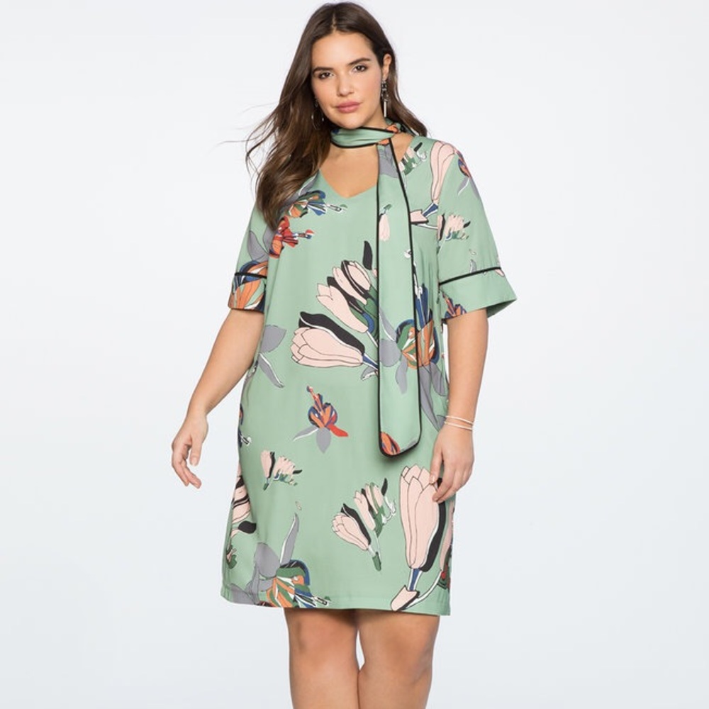 Midi Dress with Contrast Piping